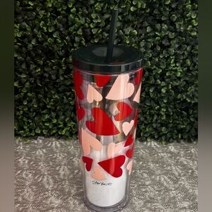 NWT♥️Starbucks 2026 Valentine’ Day Hearts 24 oz Plastic Cold Cup Tumbler